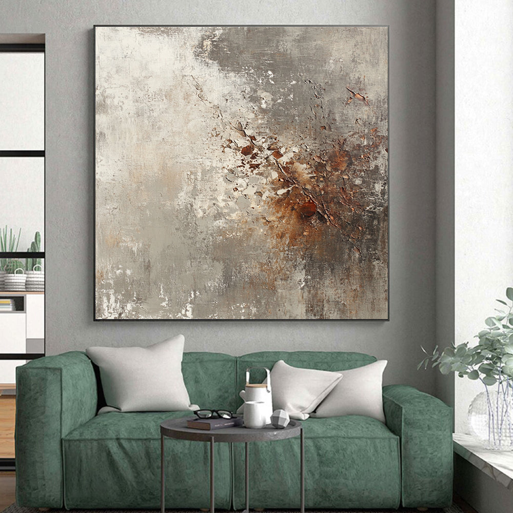 Gray and Brown Textured Abstract Painting with Rustic Character WINK293