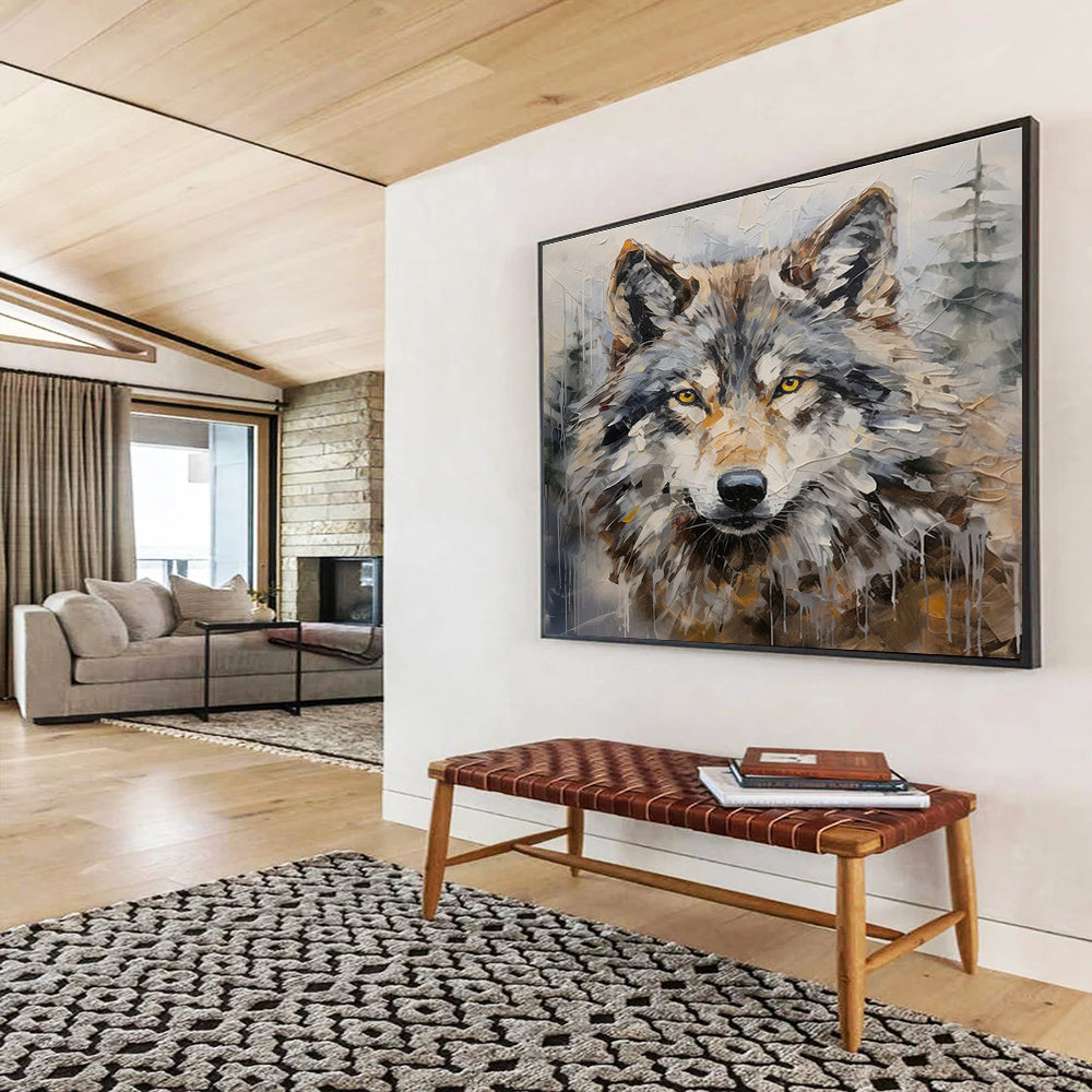 Wolf Portrait Abstract Painting for Wilderness - Inspired Spaces YHT077