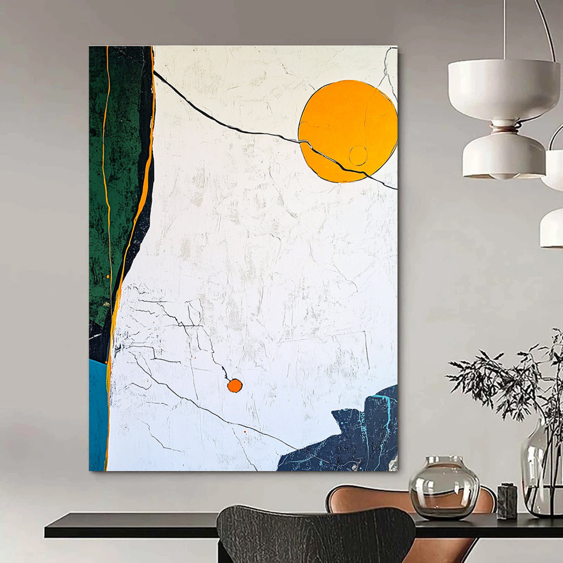 Abstract Sun and Shapes Painting for Artistic Interiors GAB0715