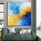 Blue - Gold Abstract Fusion Painting with Vibrant Unity WINK379