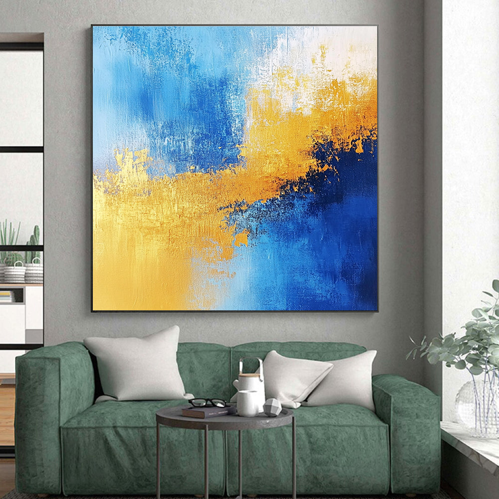 Blue - Gold Abstract Fusion Painting with Vibrant Unity WINK379