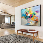 Colorful Flower Bouquet Abstract Painting for Vibrant Kitchens YHT191