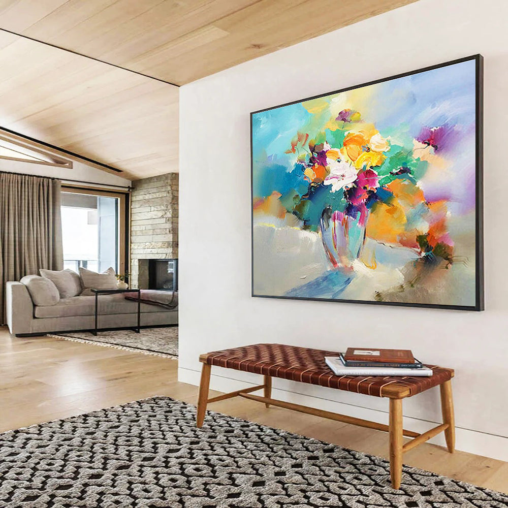 Colorful Flower Bouquet Abstract Painting for Vibrant Kitchens YHT191