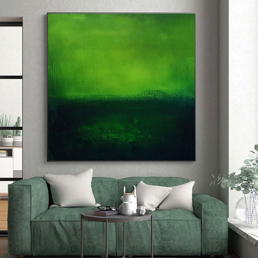 Green Gradient Abstract Painting with Nature's Intensity WINK458