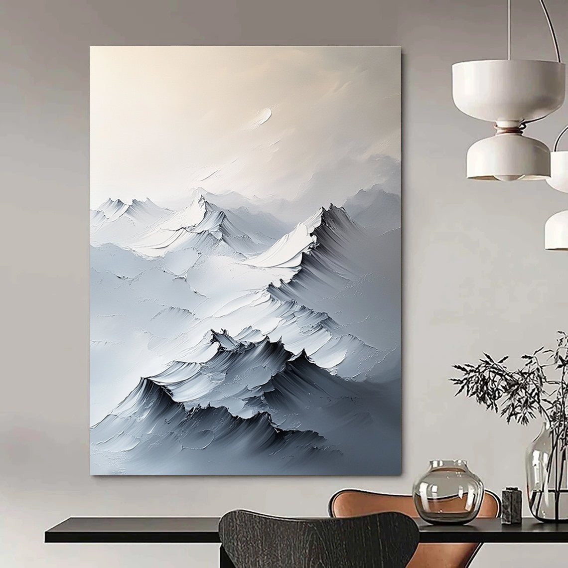 Textured Mountain Peaks Impasto Landscape Abstract Painting for Nature - Lovers’ Spaces GAB1541