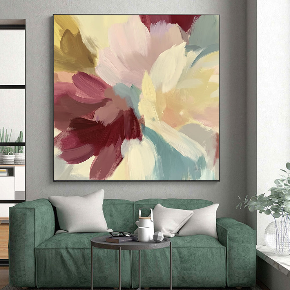 Colorful Abstract Flowers Painting with Cheerful Blooms WINK413