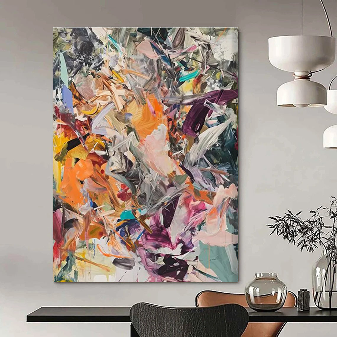 Dynamic Color Swirl Abstract Painting for Creative Agency Meeting Rooms HENG098