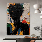 Colorful Textured Silhouette Abstract Painting for Vibrant Interiors HENG308