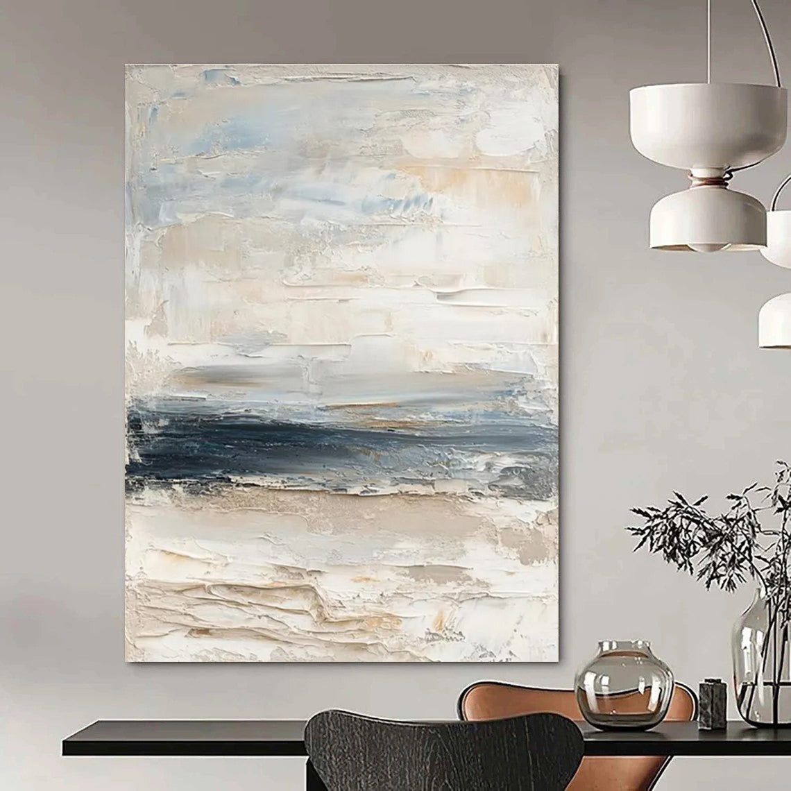 Minimalist Neutral Abstract Textures Painting for Timeless Spaces HENG298