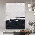 Black - White Horizontal Abstract Painting for Industrial - Chic Lofts HENG402