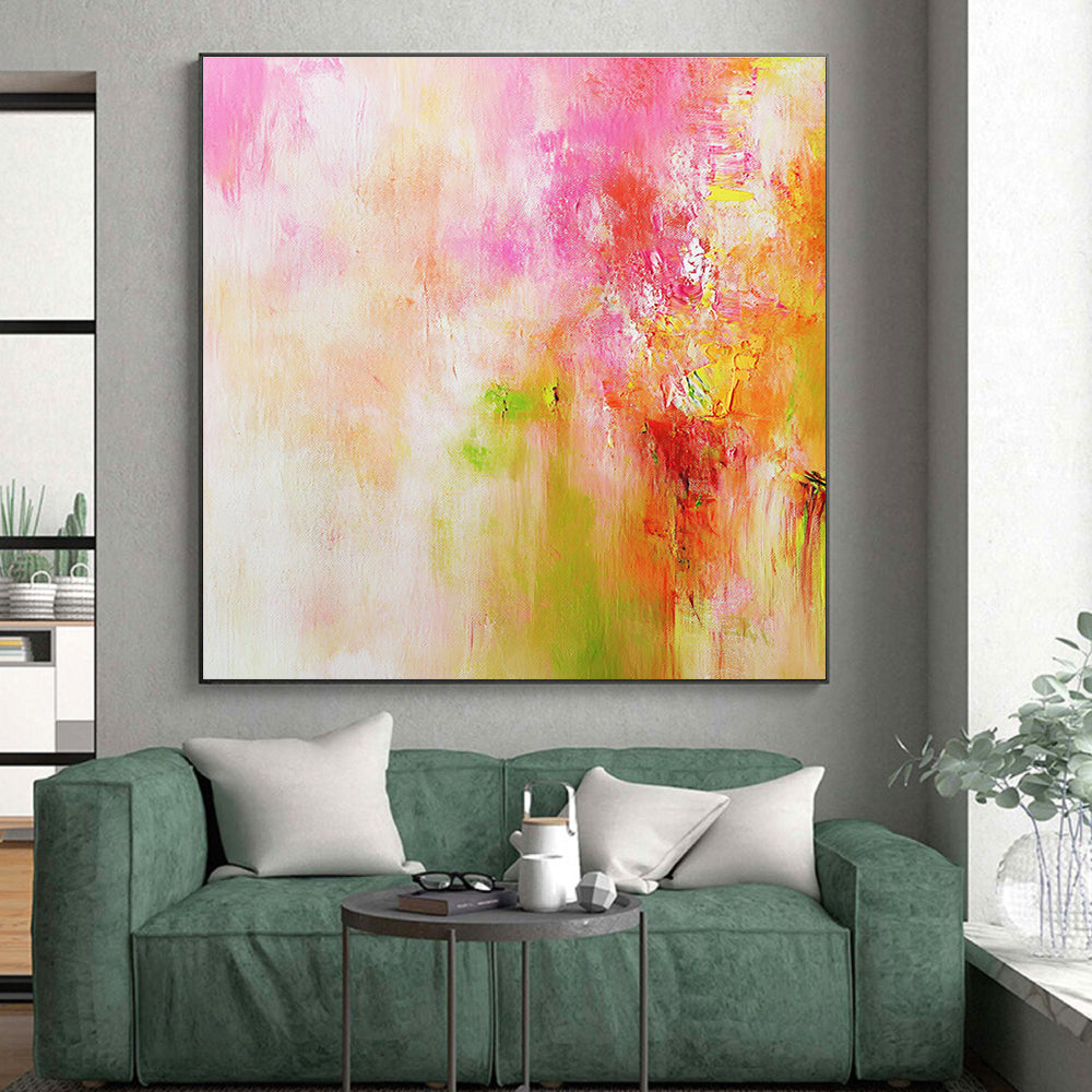 Pink Orange Abstract Painting with Dreamy Warmth WINK704