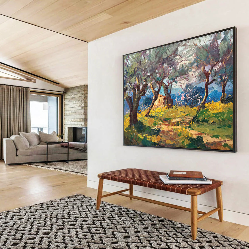 Olive Grove Abstract Painting for Italian Restaurant Private Dining YHT474