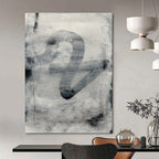 Monochromatic Ink Abstract Painting for Minimalist Art Galleries HENG189