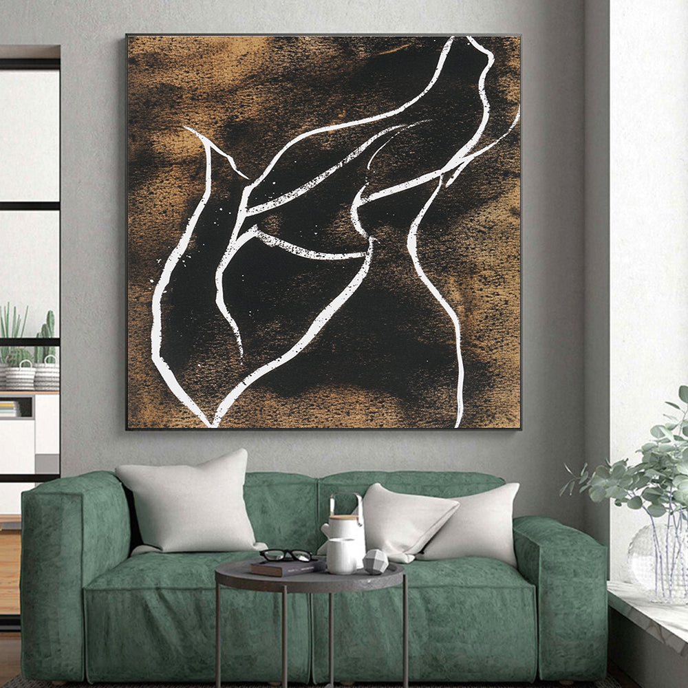 Black and White Line Abstract Painting with Minimalist Grace WINK304
