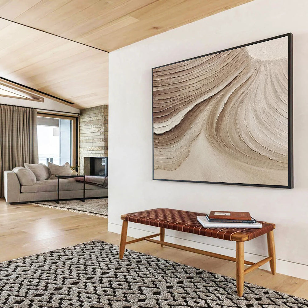 Beige Textured Abstract Painting for Luxury Home Dining Rooms YHT398