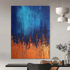 Blue and Orange Abstract Painting for Contemporary Office Break Rooms GAB1182