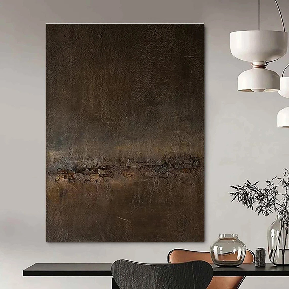 Dark Textured Abstract Painting for Sophisticated Hotel Bars HENG057