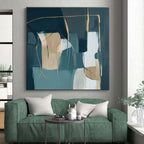 Teal Beige Gold Abstract Painting with Modern Sophistication WINK463