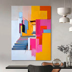 Colorful Abstract Staircase Painting for Modern Home Entrances GAB1140