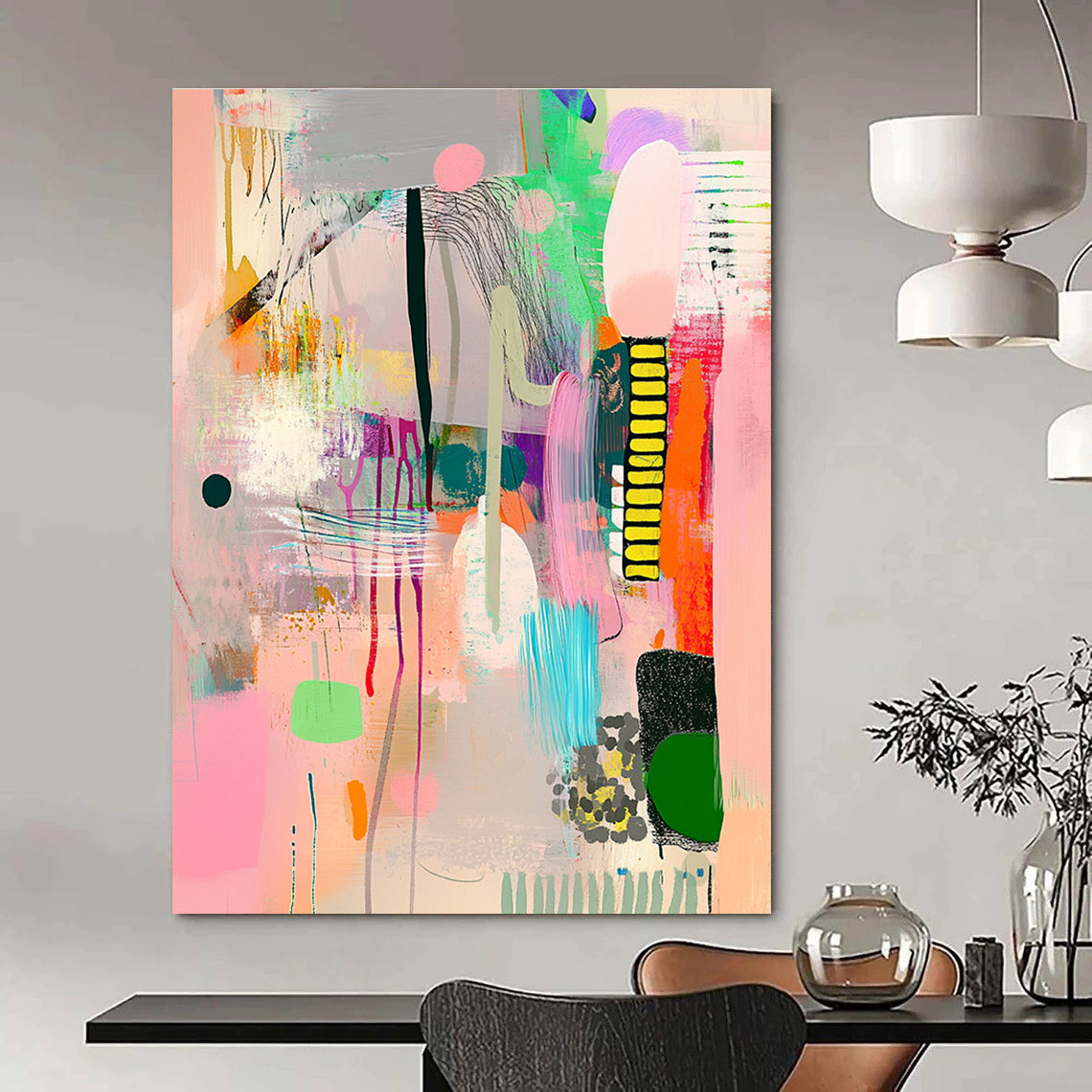 Colorful Abstract Collage Art of Energetic Expression GAB0175