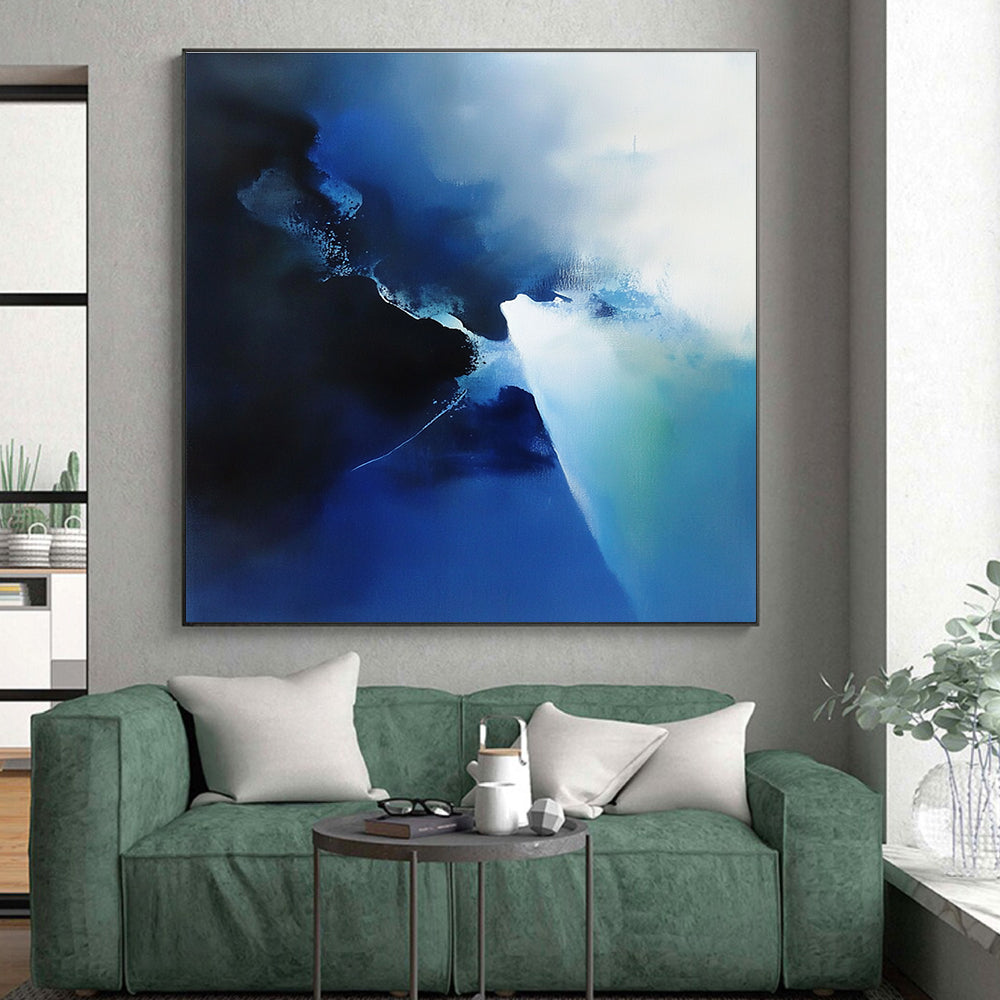 Blue - White Abstract Mist Painting with Ethereal Calm WINK401
