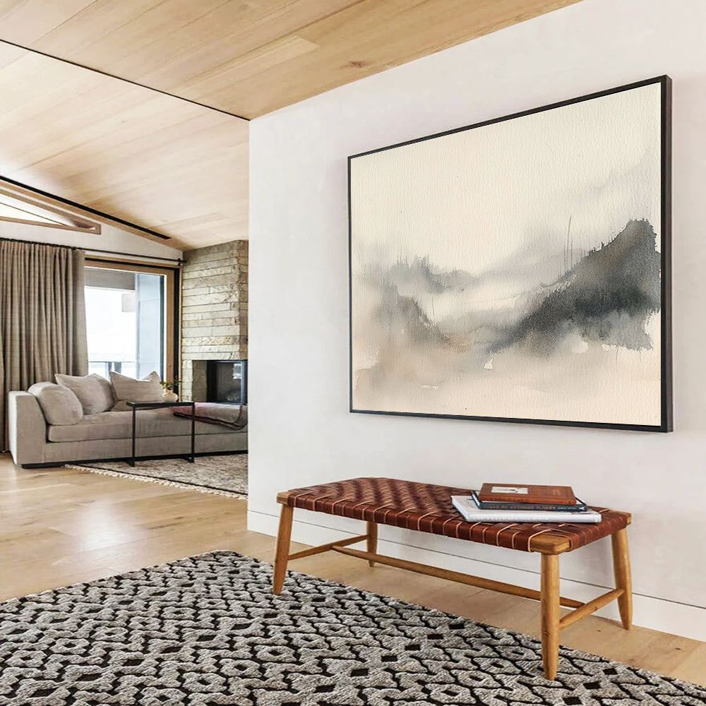 Ink - Washed Mountain Mist Abstract Painting ABS140