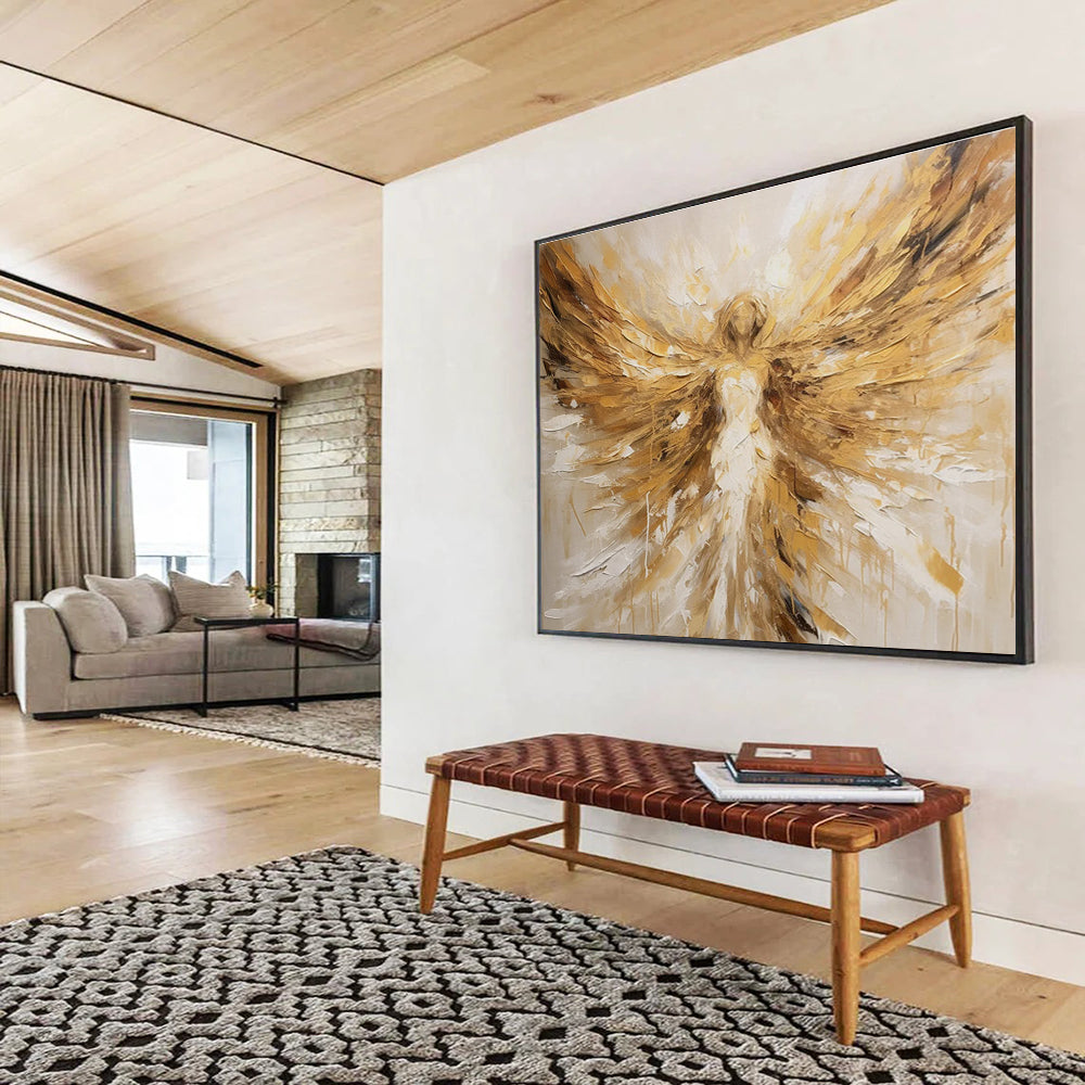 Golden Angel Abstract Painting for Spiritual Spaces YHT081