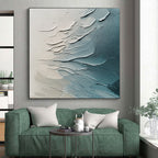 Textured Blue Gray Abstract Painting with Subtle Movement WINK648