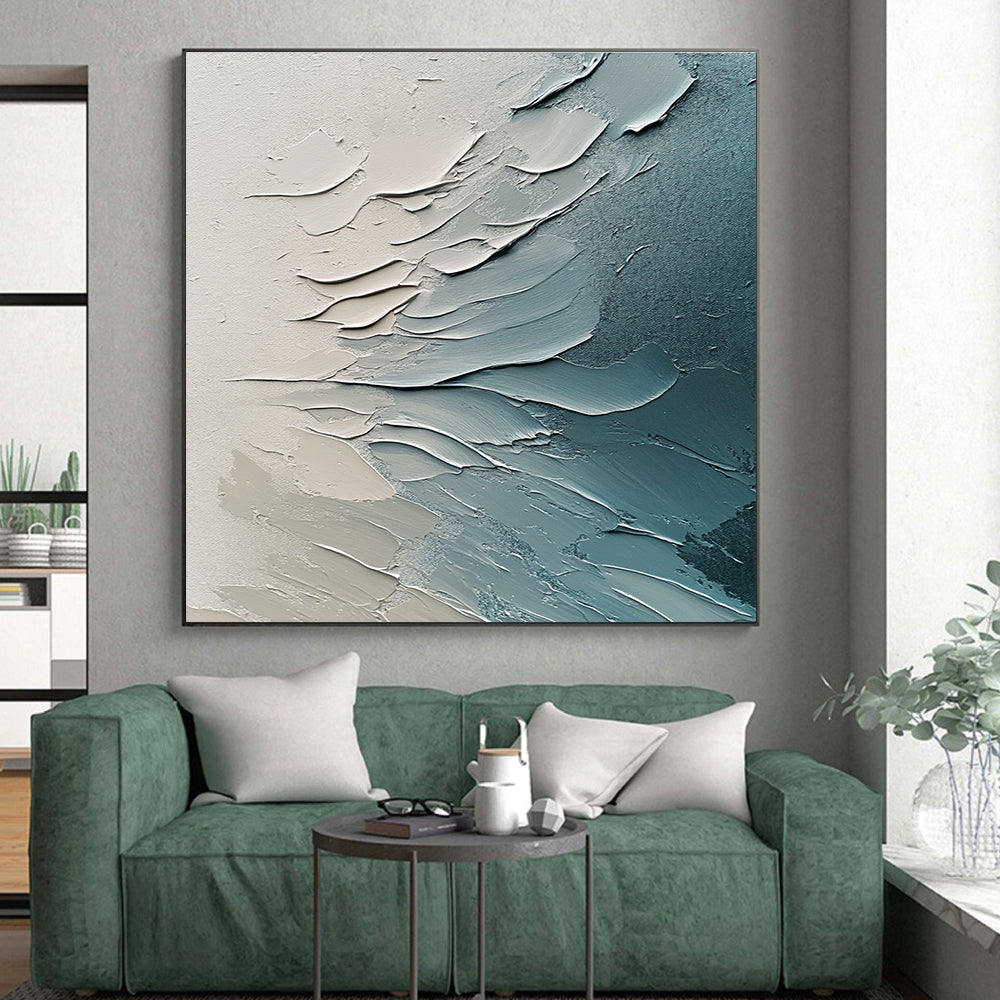 Textured Blue Gray Abstract Painting with Subtle Movement WINK648