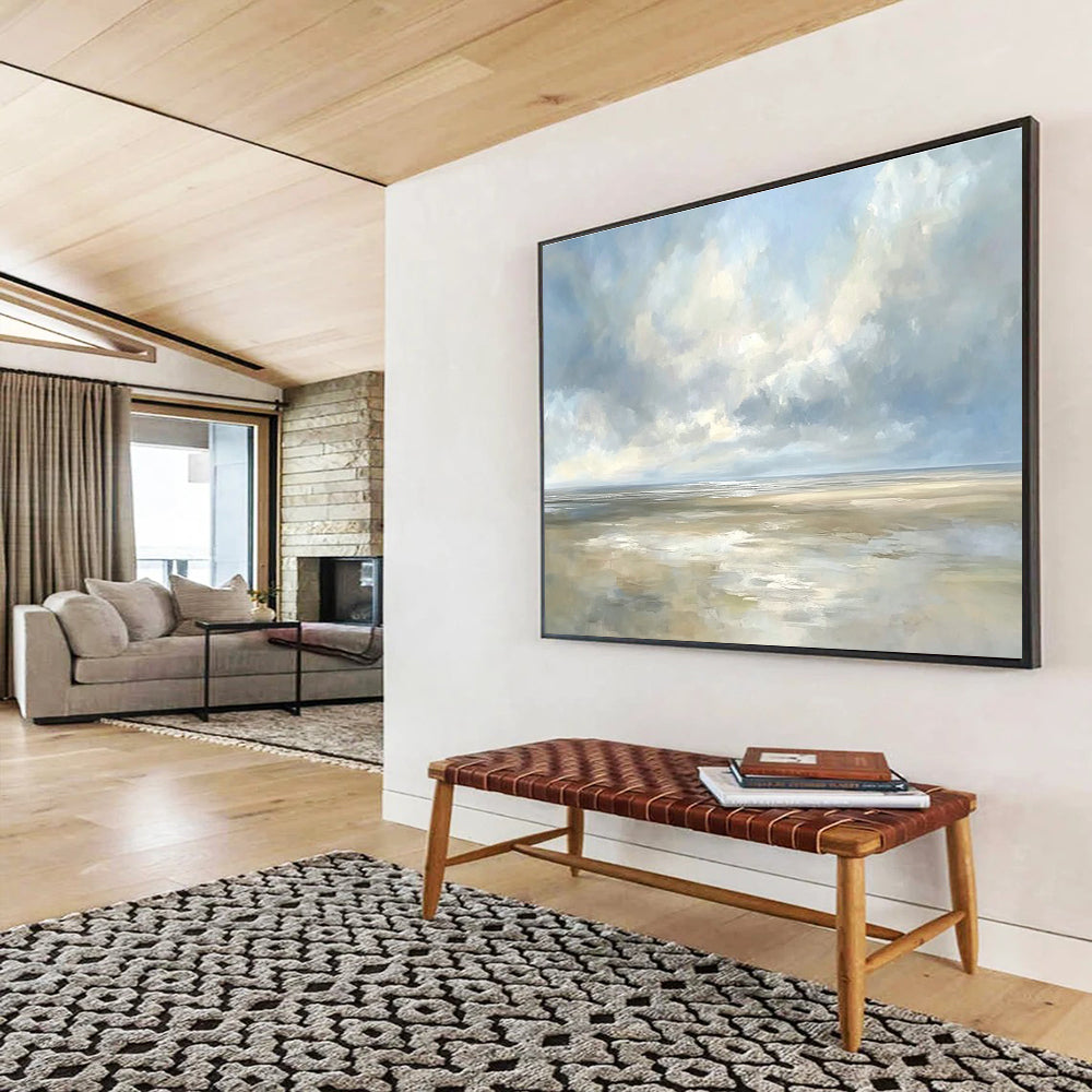 Soft - Hued Coastal Beach Serenity Abstract Painting ABS135