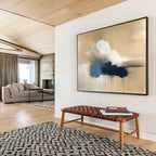 Minimalist Cloud Drift with Dripping Accents Abstract Painting ABS319