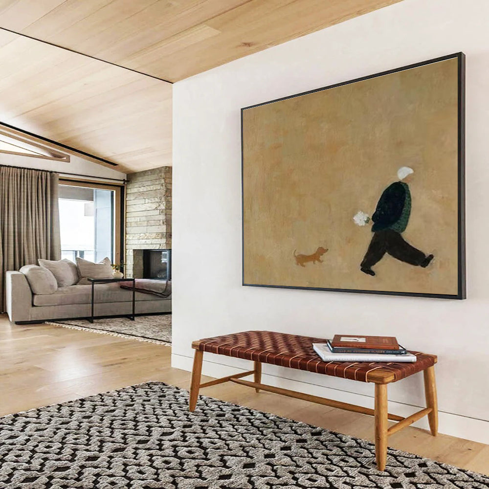 Man and Dog Abstract Painting for Heartwarming Spaces YHT109