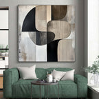 Monochrome Shapes Abstract Painting with Timeless Simplicity WINK694