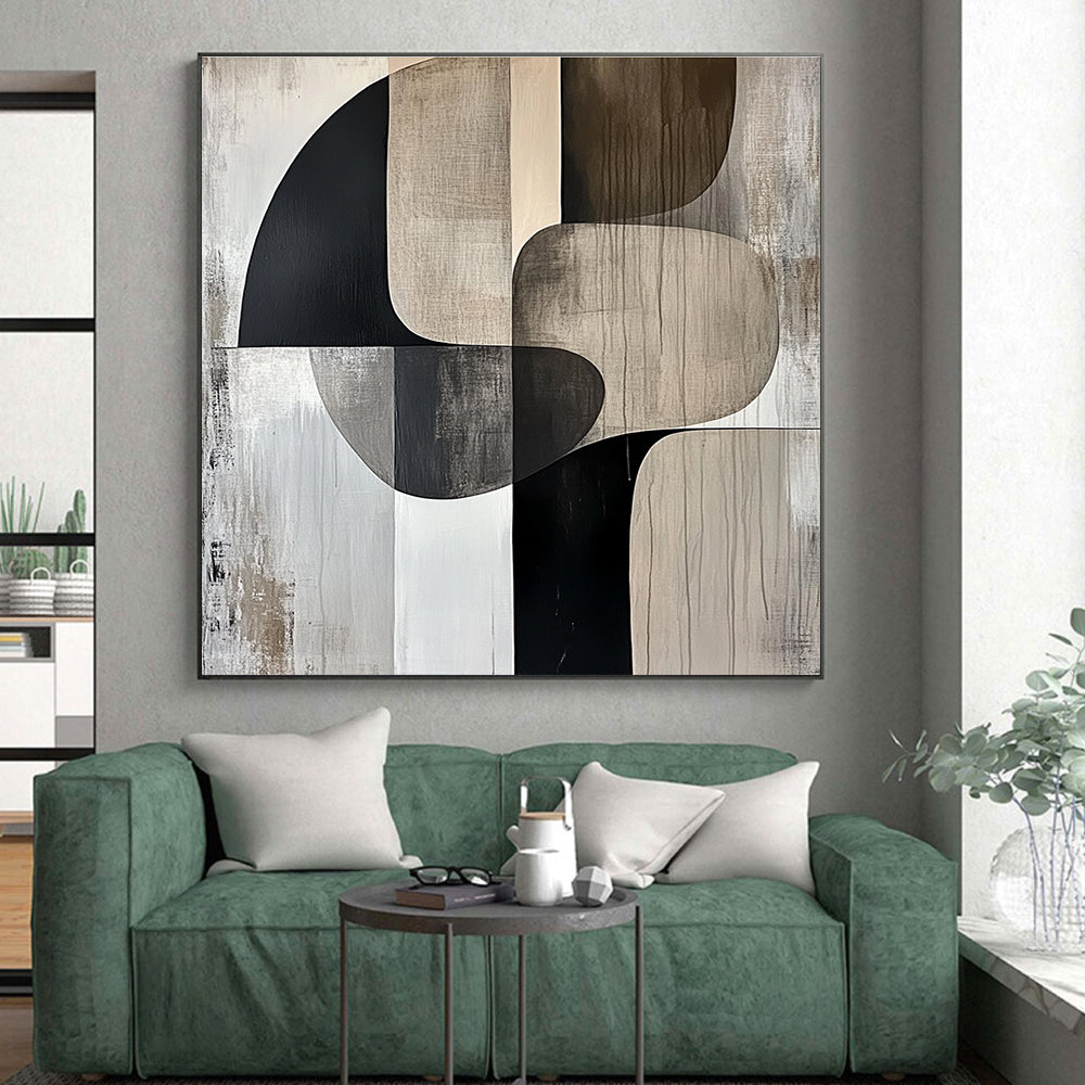 Monochrome Shapes Abstract Painting with Timeless Simplicity WINK694