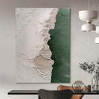 Textured Green and Beige Art - Tactile Abstract Painting GAB0404