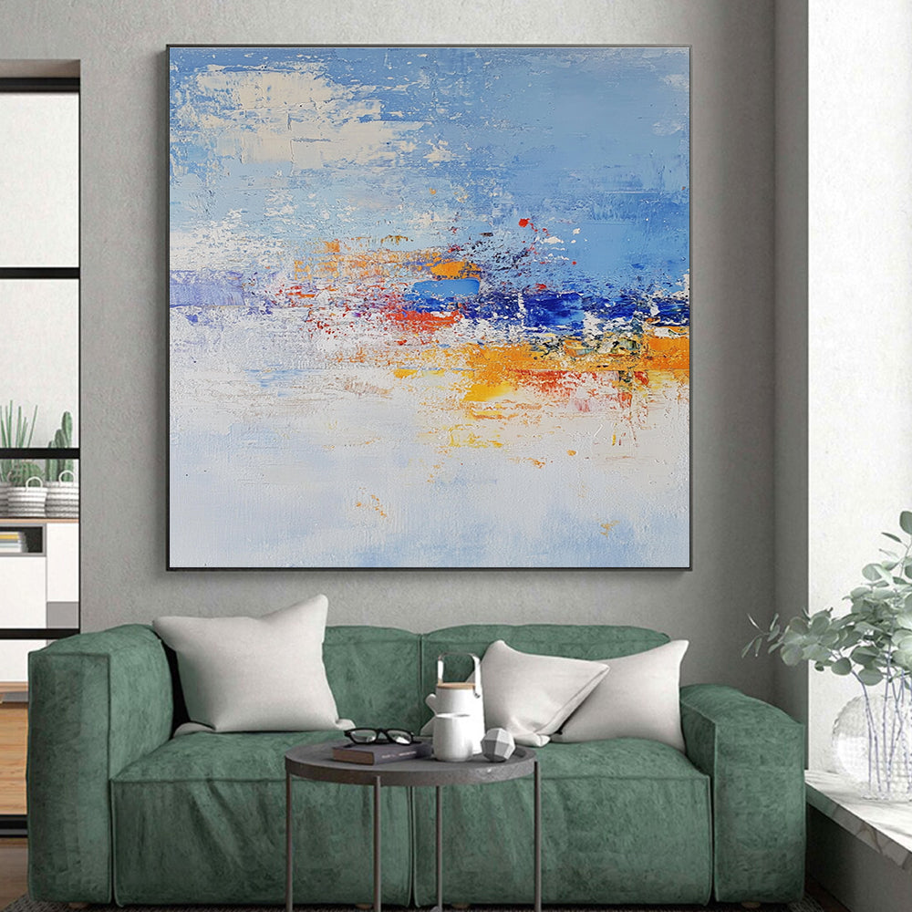 Blue - Orange Abstract Splash Painting with Vibrant Energy WINK429