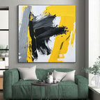 Yellow - Gray Abstract Bold Painting with Dynamic Energy WINK412