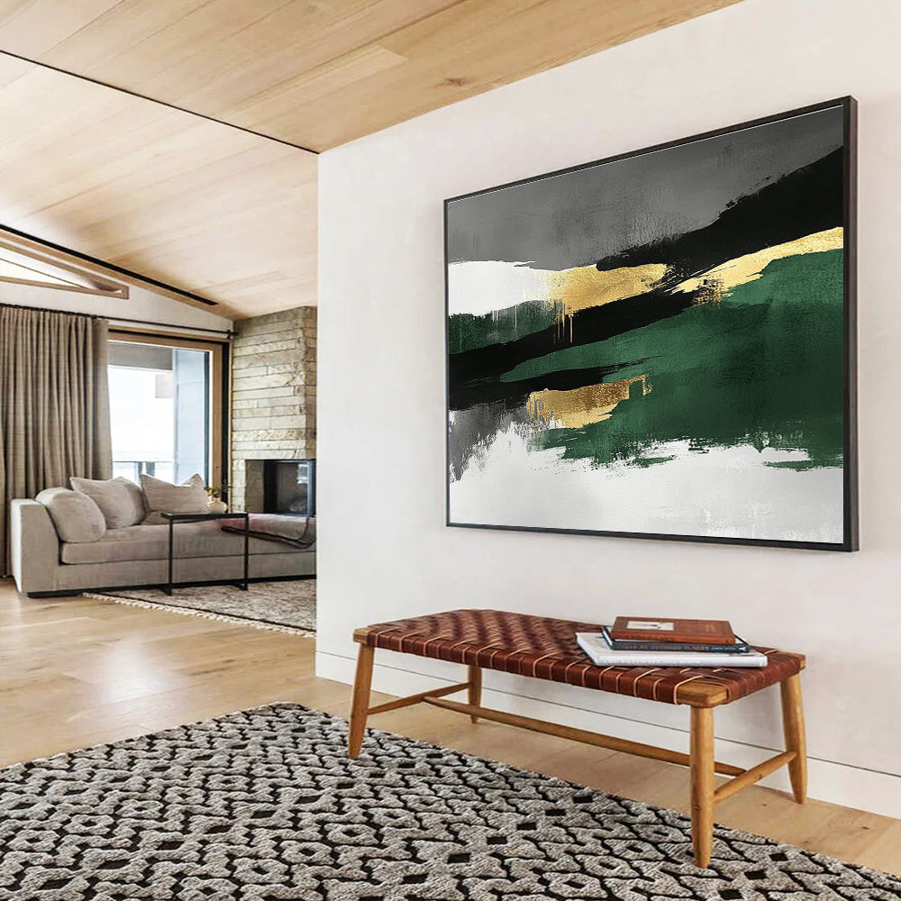 Green - Gold Abstract Landscape Fusion Painting ABS211