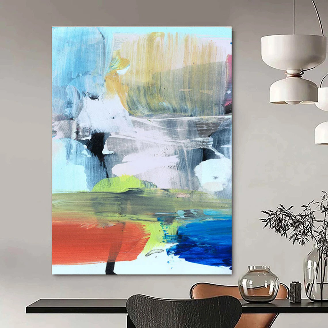 Vibrant Color Block Abstract Painting for Creative Art Studios HENG175