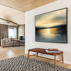 Serene Sunset - Lit Lake Abstract Painting with Blended Brushstrokes ABS224