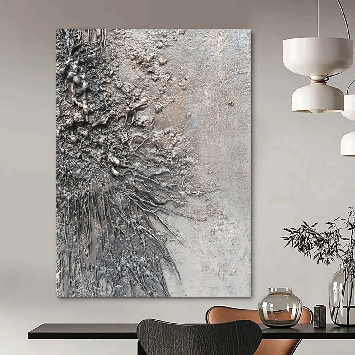 Textured Gray Roots Abstract Painting GAB0309