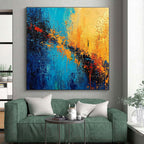 Blue - Orange Abstract Explosion Painting with Fiery Dynamism WINK387