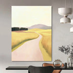 Yellow Field Path Pastoral Abstract Painting GAB0328
