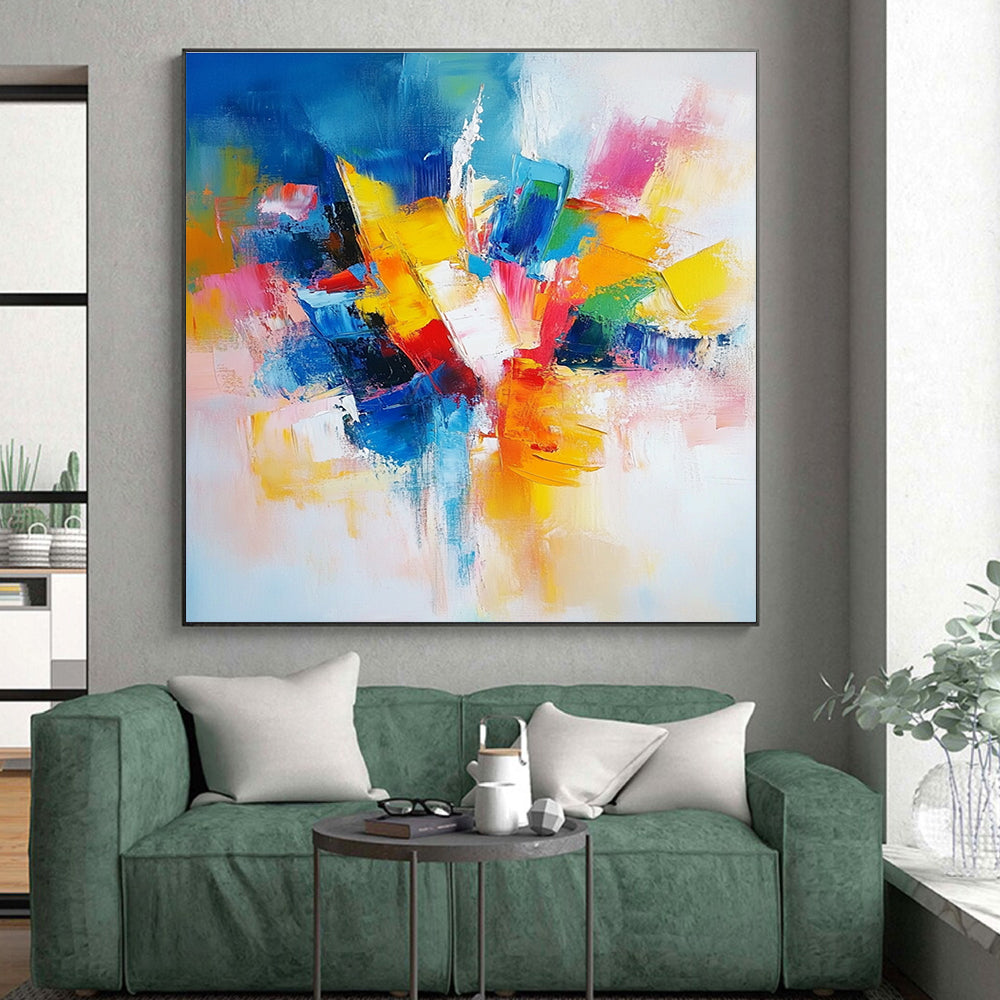 Vivid Color Block Abstract Painting with Bold Combinations WINK576