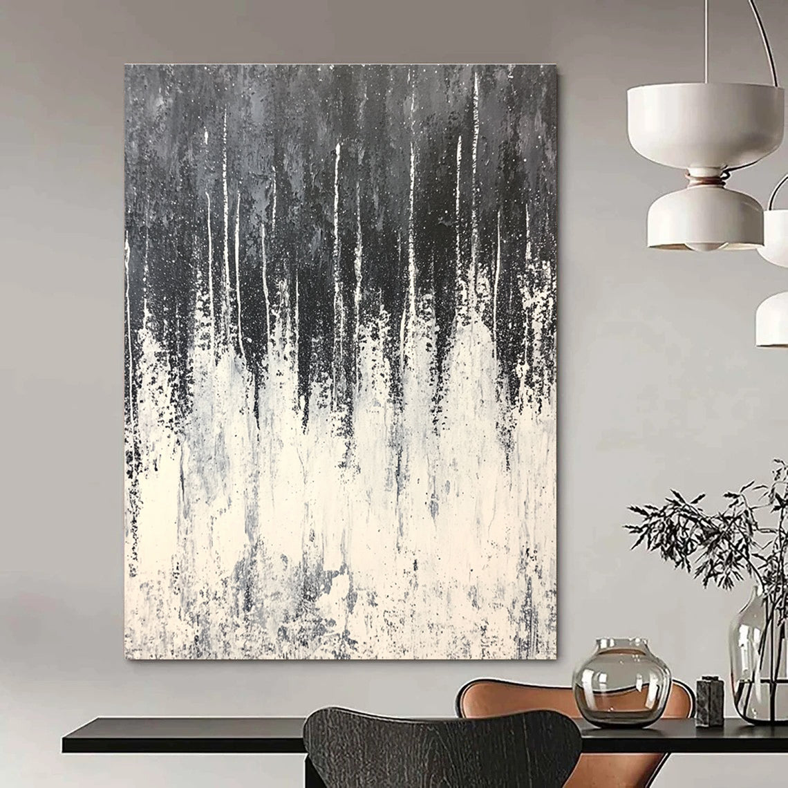 Black and White Drip Abstract Painting for Edgy Art Galleries GAB0824