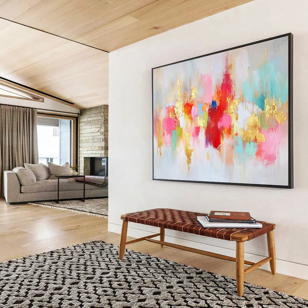 Colorful Gold - Accented Abstract Painting with Luxurious Vibes ABS423