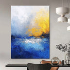 Blue - Yellow Abstract Landscape - Emotive Color - Block Abstract Painting GAB0430