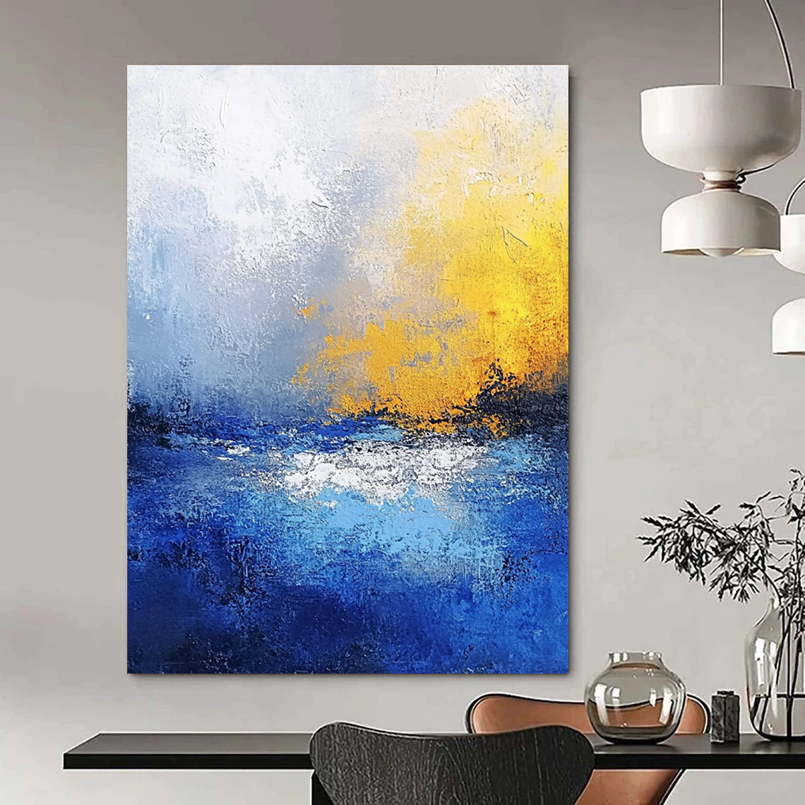 Blue - Yellow Abstract Landscape - Emotive Color - Block Abstract Painting GAB0430