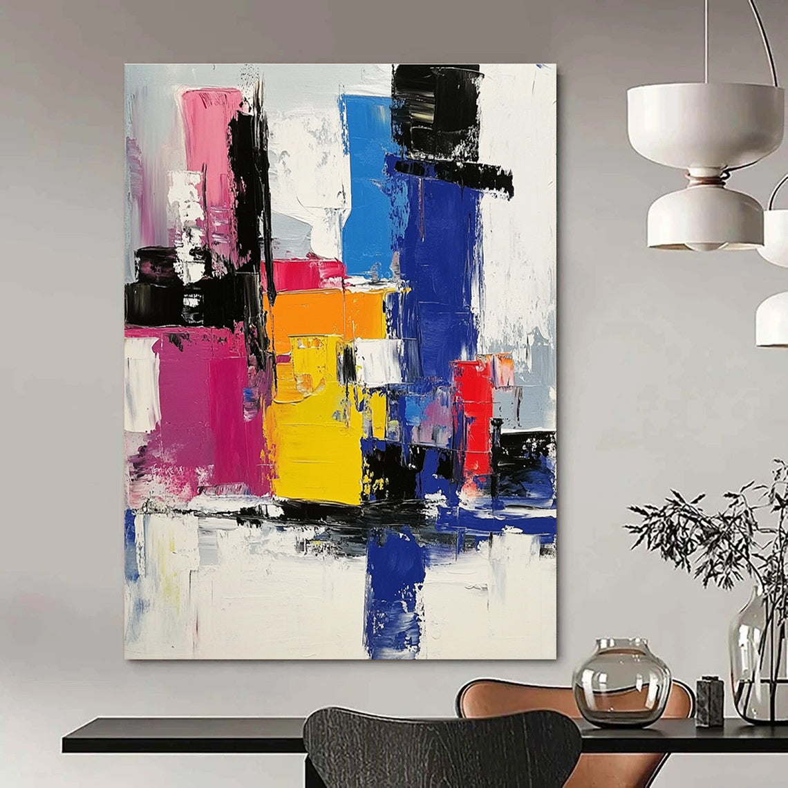 Vibrant Geometric Abstract Painting for Modern Office Lounges GAB0841