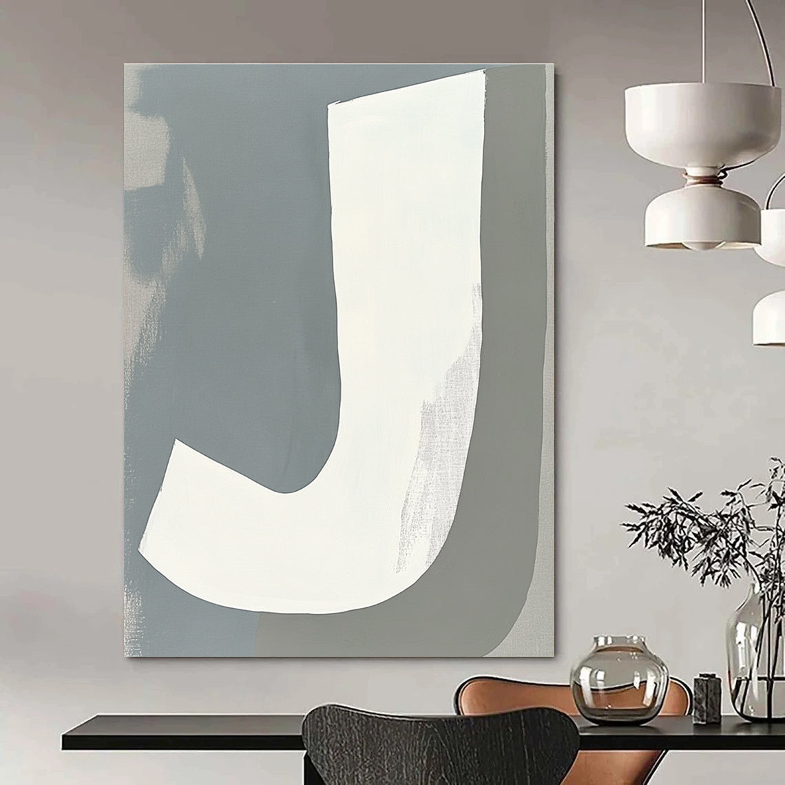 Bold Letter J Art Graphic Monogram Abstract Painting GAB0265